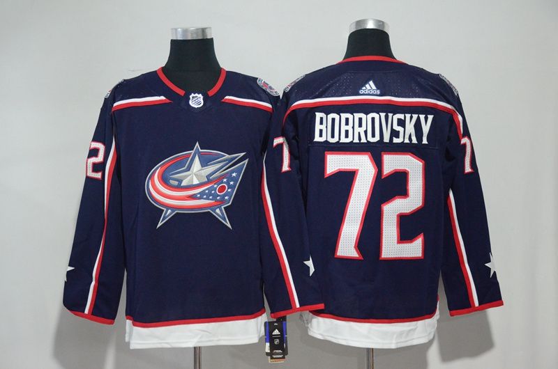 Men Columbus Blue Jackets #72 Bobrovsky Blue Hockey Stitched Adidas NHL Jerseys